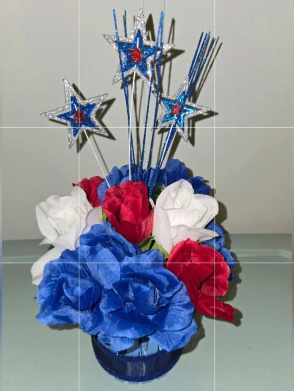 Patriotic Red White and Blue Floral Centerpiece - Unbranded